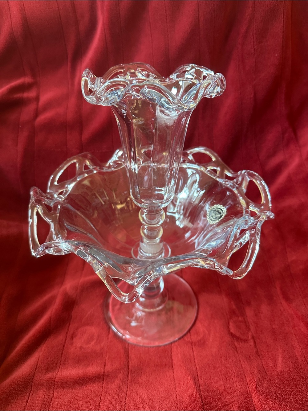 Clear Glass Pedestal Epergne Centerpiece - Clear
